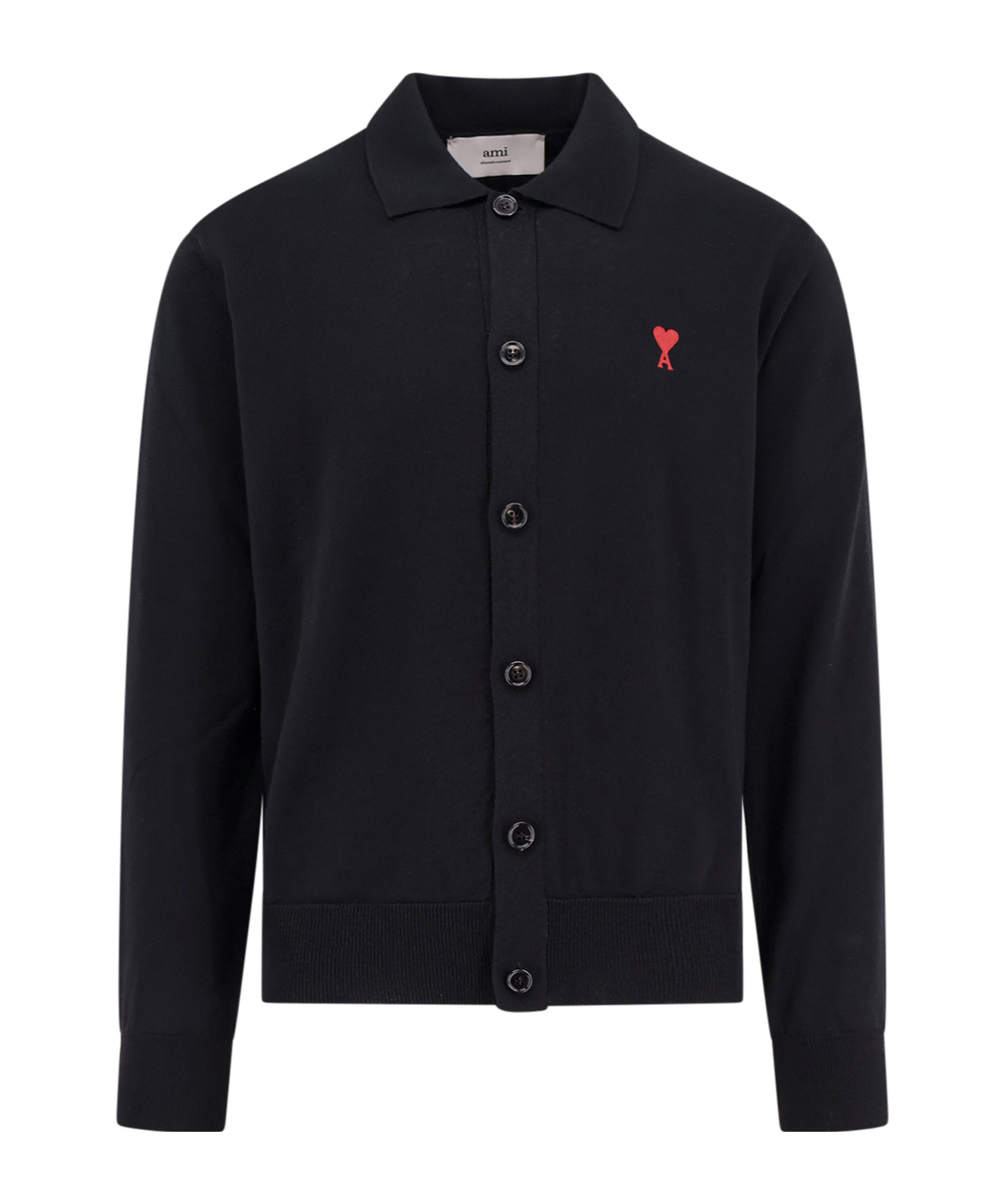 Ami Alexandre Mattiussi Merino Wool Cardigan With Button-up Front In Black