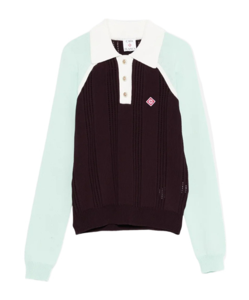 Casablanca Button-down Knit Polo Shirt In Multi