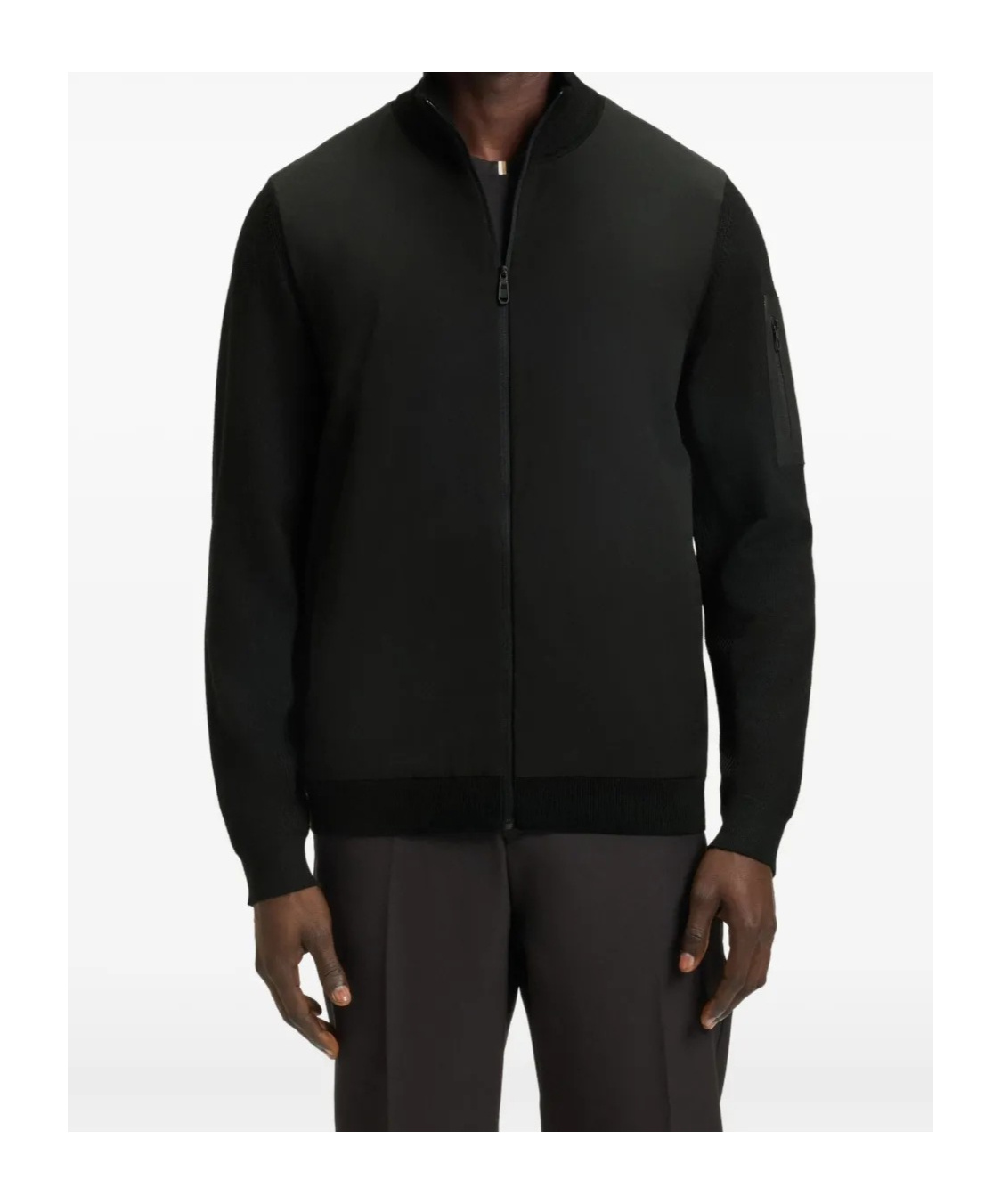 Hugo Boss Zip-up Sweater In Black