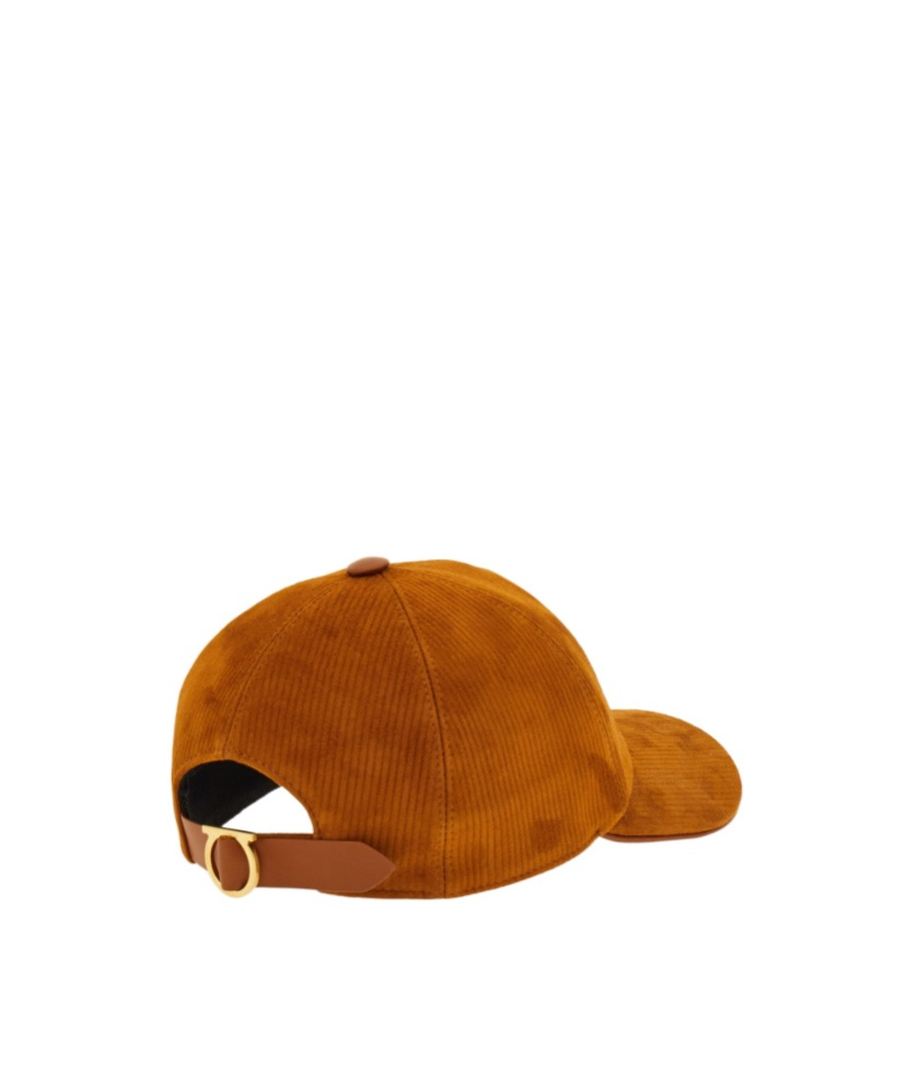 Ferragamo Corduroy Baseball Cap In Brown