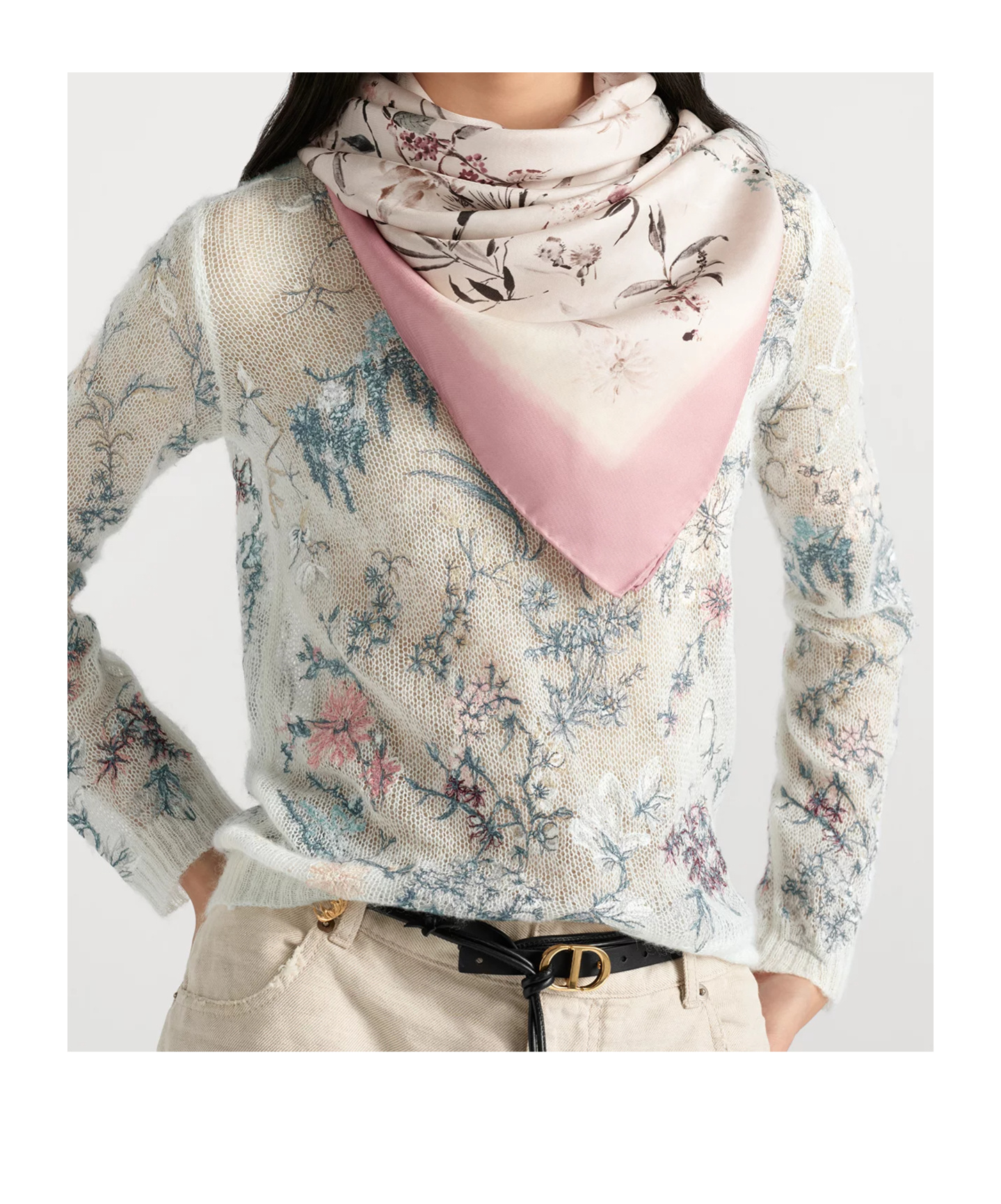 Dior Millefiori 90 Square Scarf In White