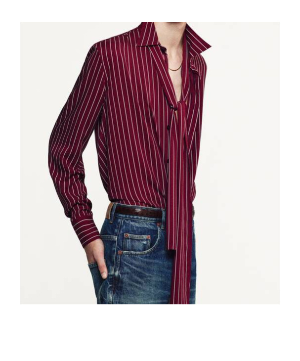 SAINT LAURENT STRIPED LAVALLIÈRE IN VISCOSE