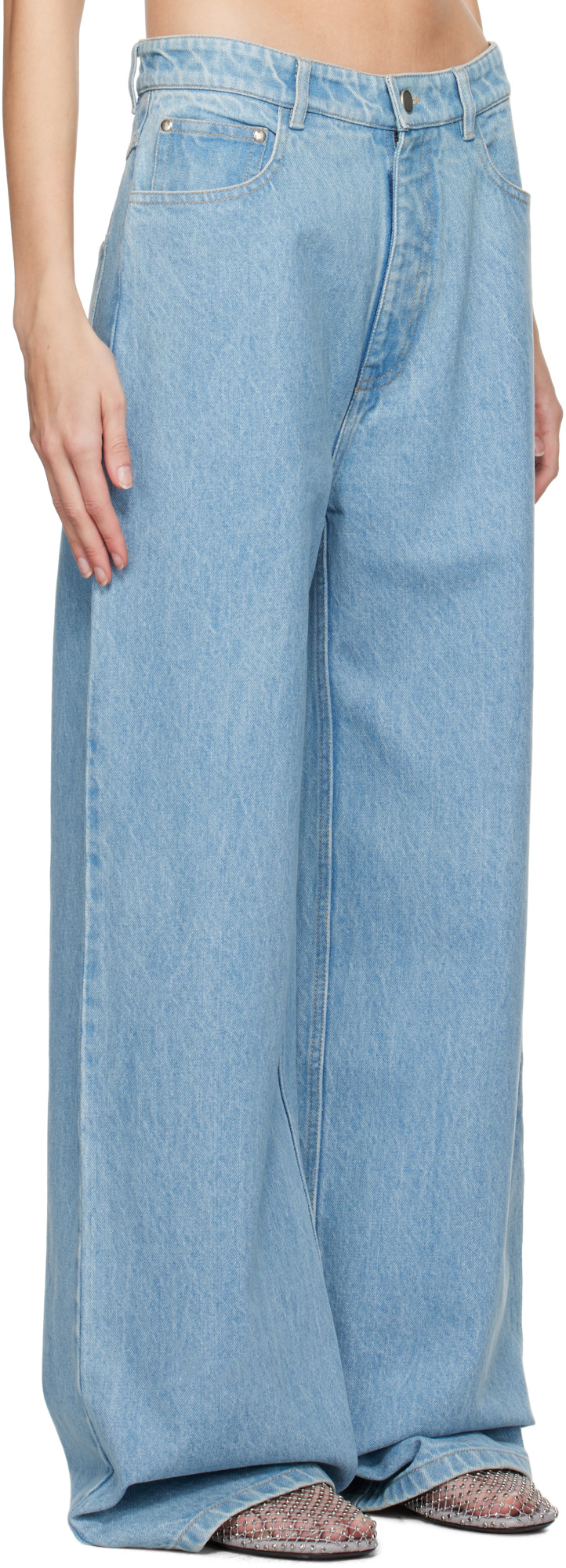 Christopher Esber Deconstructed Denim Flared Jeans In Blue