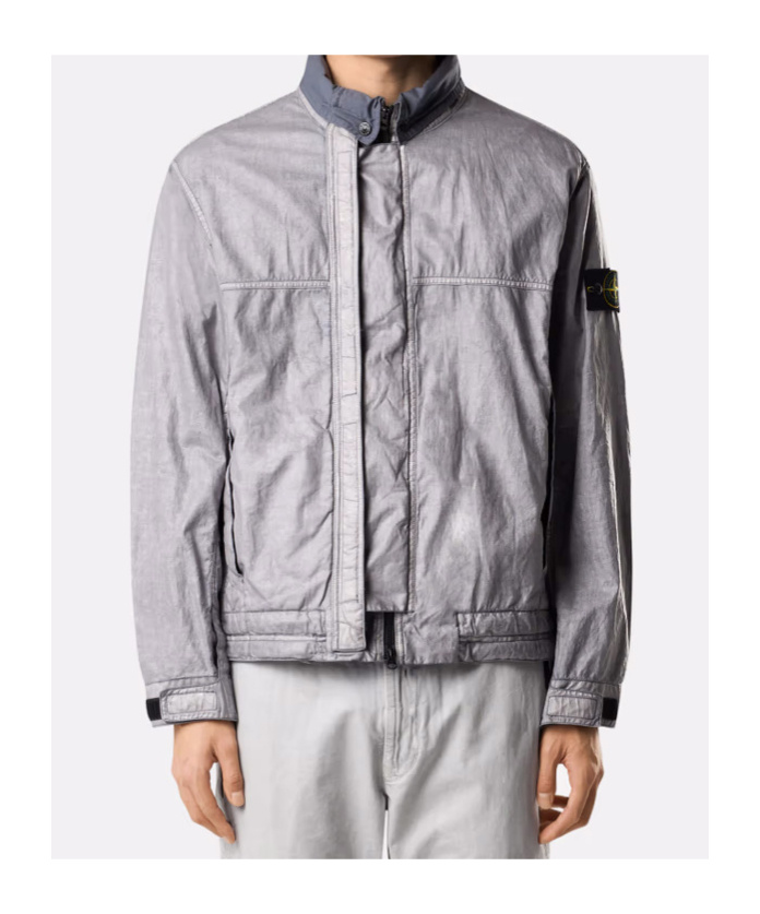 Stone Island Jacket With Transparent Resins And Foldable Co11ar In Blue