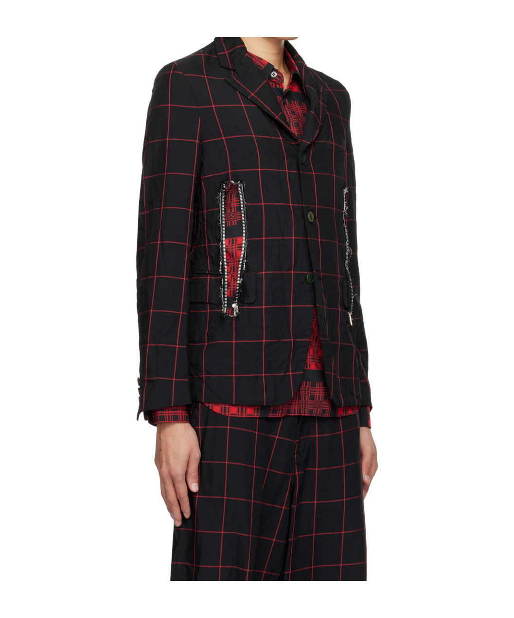 Comme Des Garçons Check-pattern Notched-lapels Blazer
