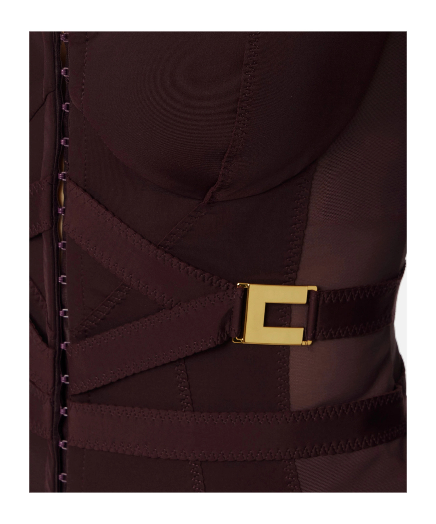 Elisabetta Franchi Bielastic Blazer With Sweetheart Neckline In Brown