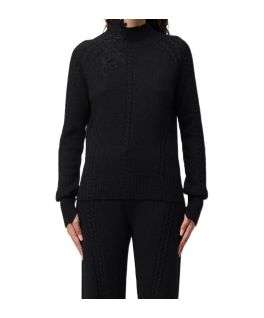 Ermanno Scervino Cable-knit Sweater In Black