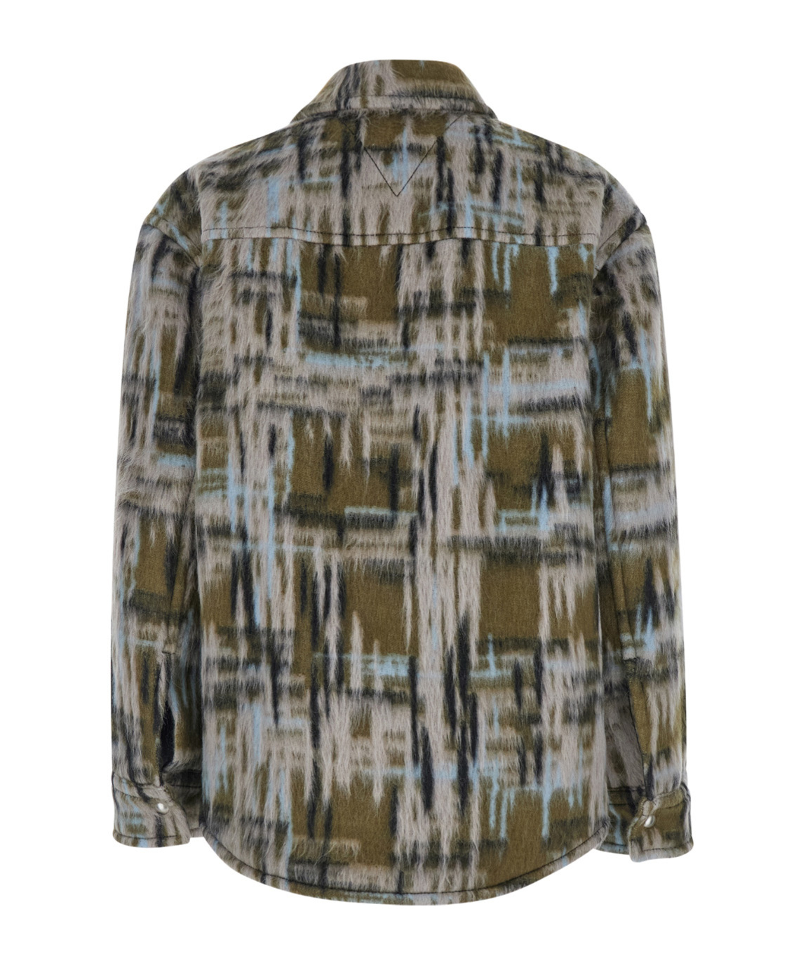 Bottega Veneta Multicolor Overshirt With Pointed Collar In Brushed Wool Woman In Gray