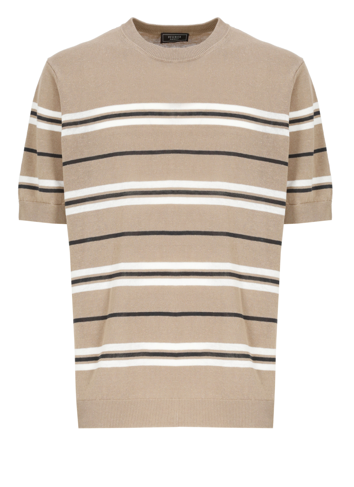 Peserico Striped Pattern Cotton Linen T-shirt