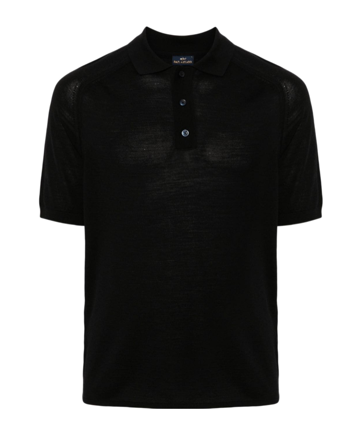 Paul & Shark Buttoned Virgin-wool Polo Shirt In Black