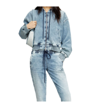 Diesel Hooded Zip-up Denim Jacket In Blue