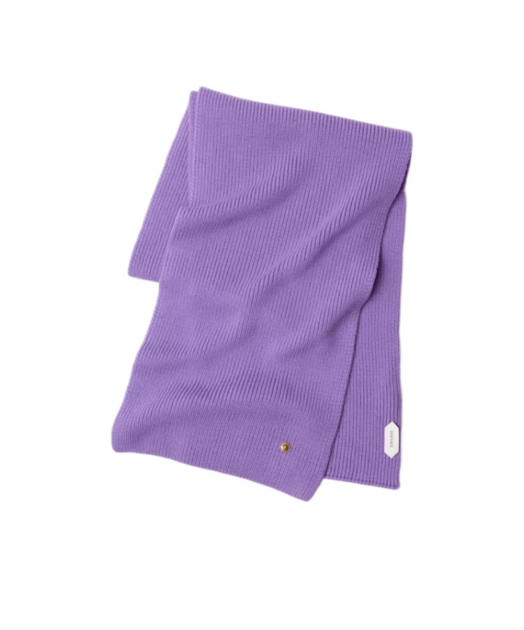 Versace Ribbed Wool Knit Scarf In Purple