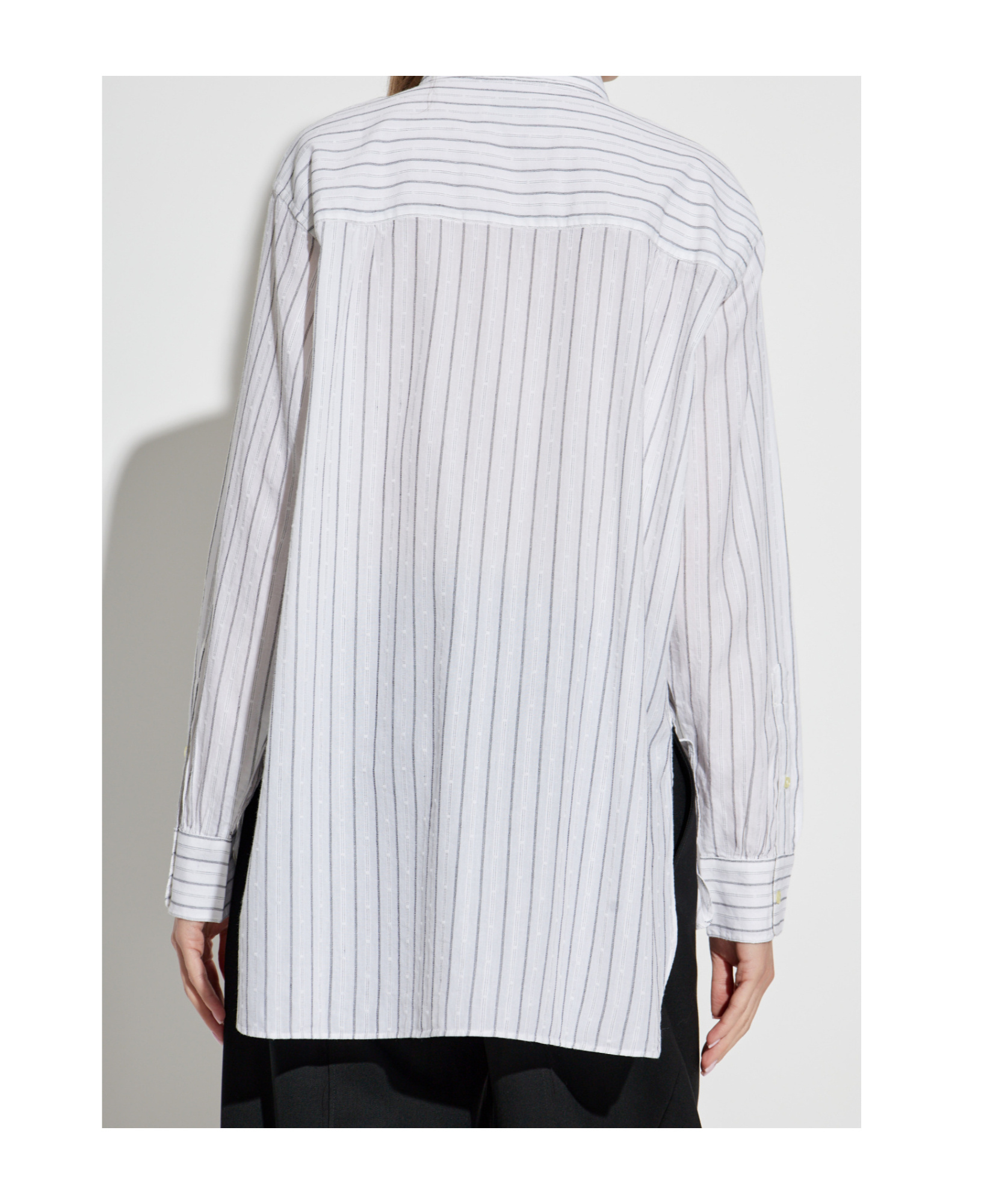 Officine Generale Pinstripe Cotton Shirt In White