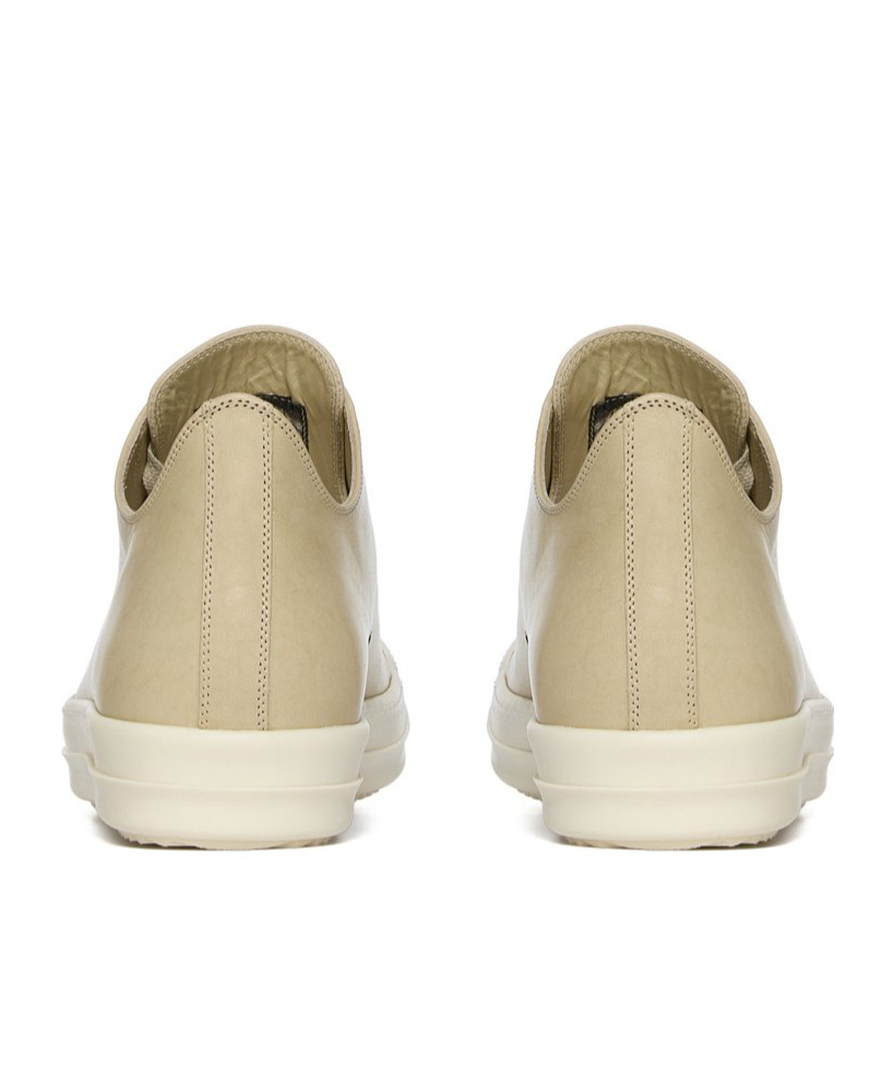 Rick Owens Lamb Leather Low-top Sneakers With Calf Leather Toe Cap In Parchment Color/milk Color/milk