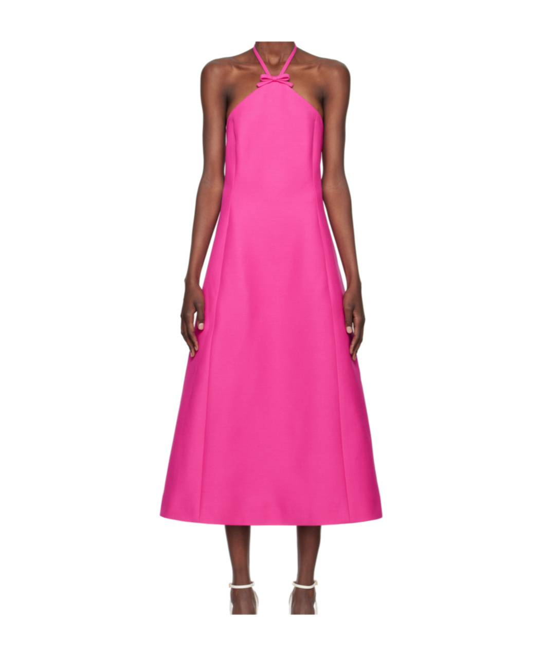 Valentino Pink Crepe Couture Midi Dress In Pink
