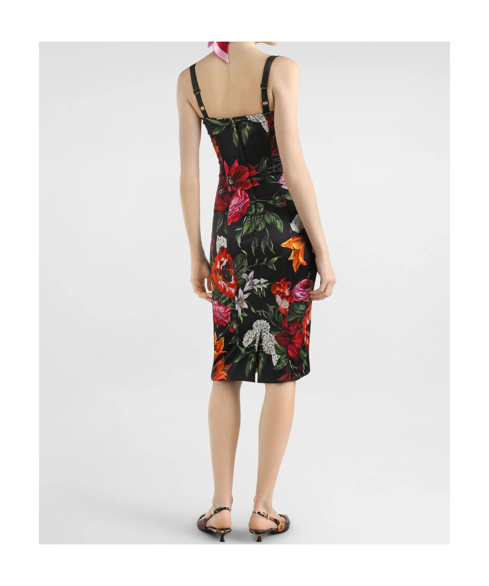 Dolce & Gabbana Anemone Floral Satin Bustier Dress In Red