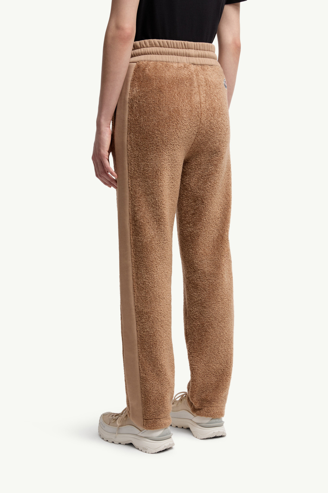 Moncler Mixed Media Fleece Sweatpants In Brown