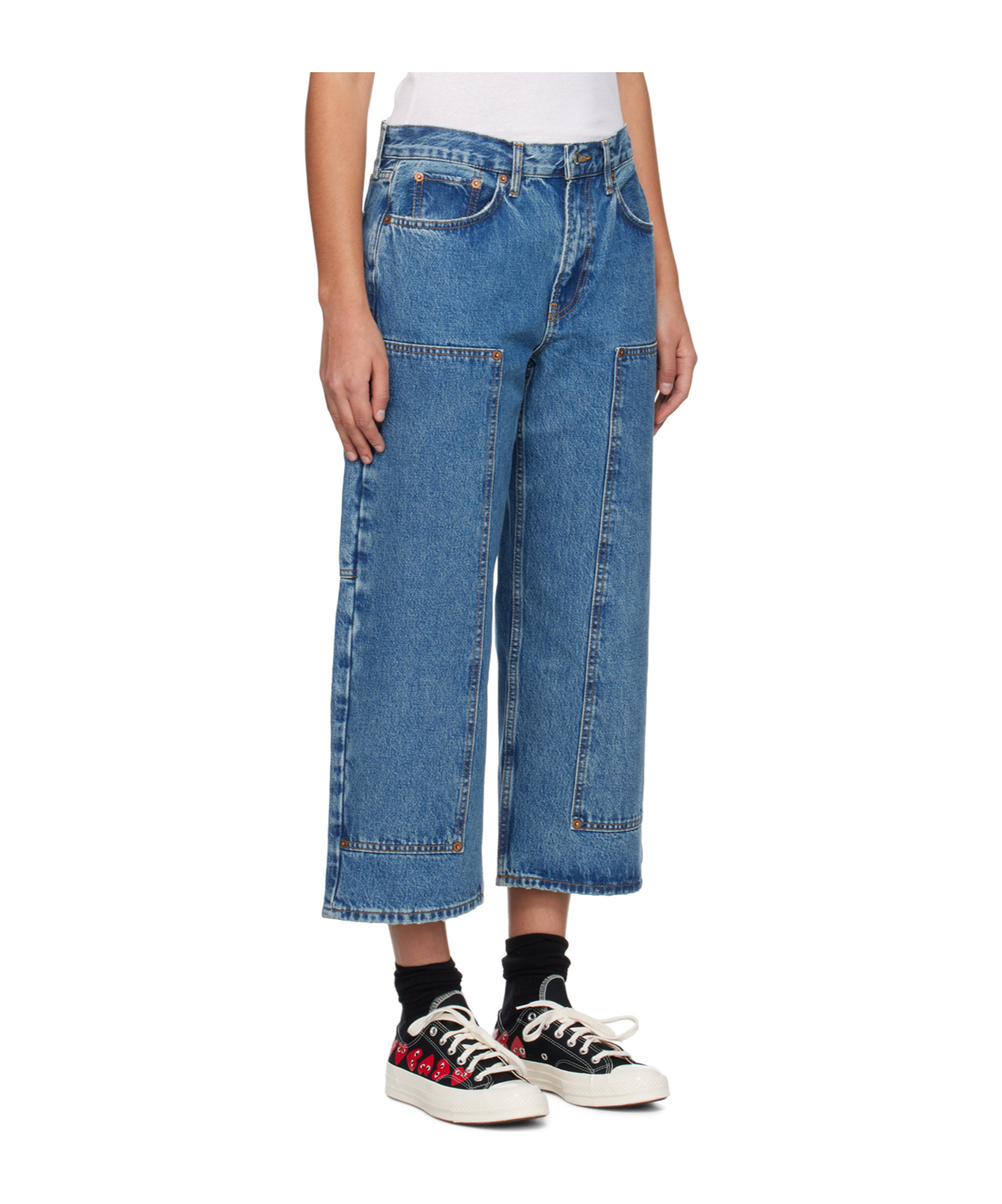 Re/done The Shortie Mid-rise Cropped Jeans In Blue