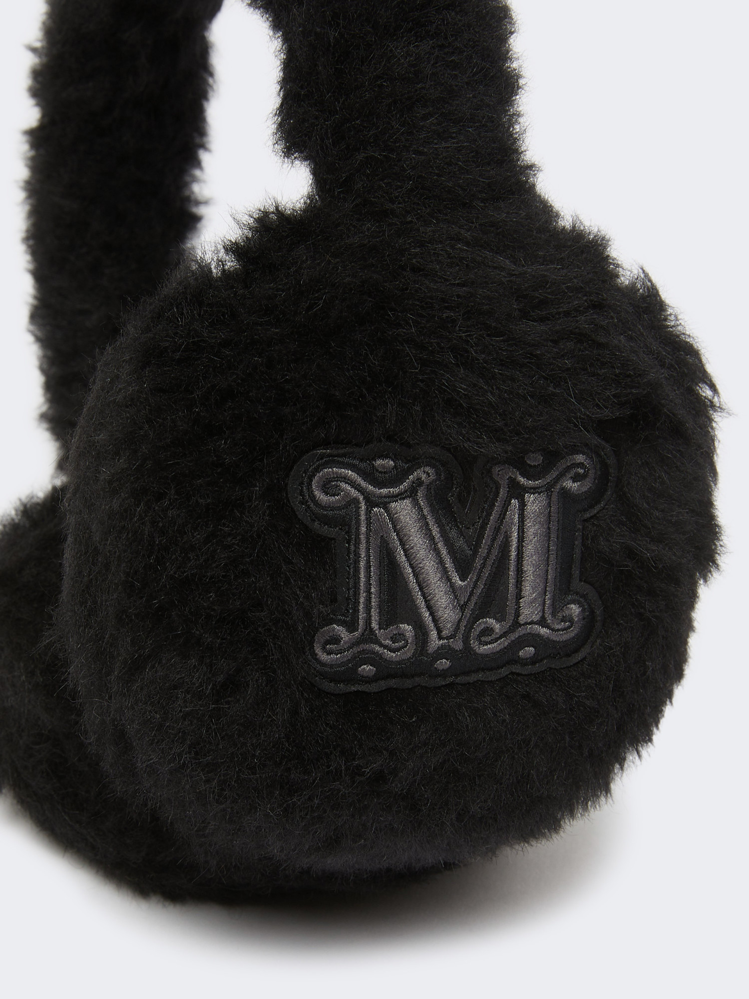 Max Mara Alpaca And Wool Teddy Fabric Earmuffs In Black