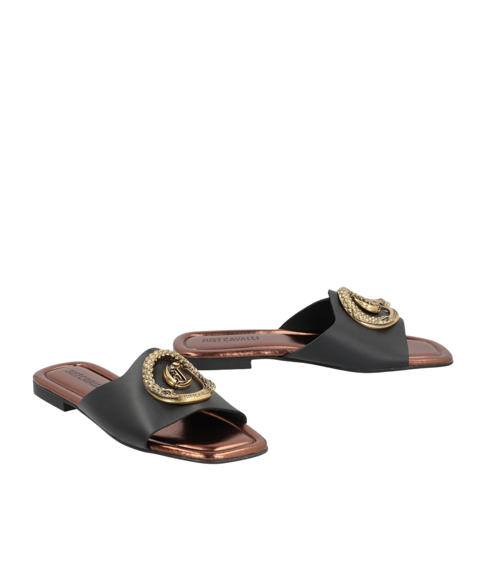 Just Cavalli Elisie Satin Slide Sandals In Black
