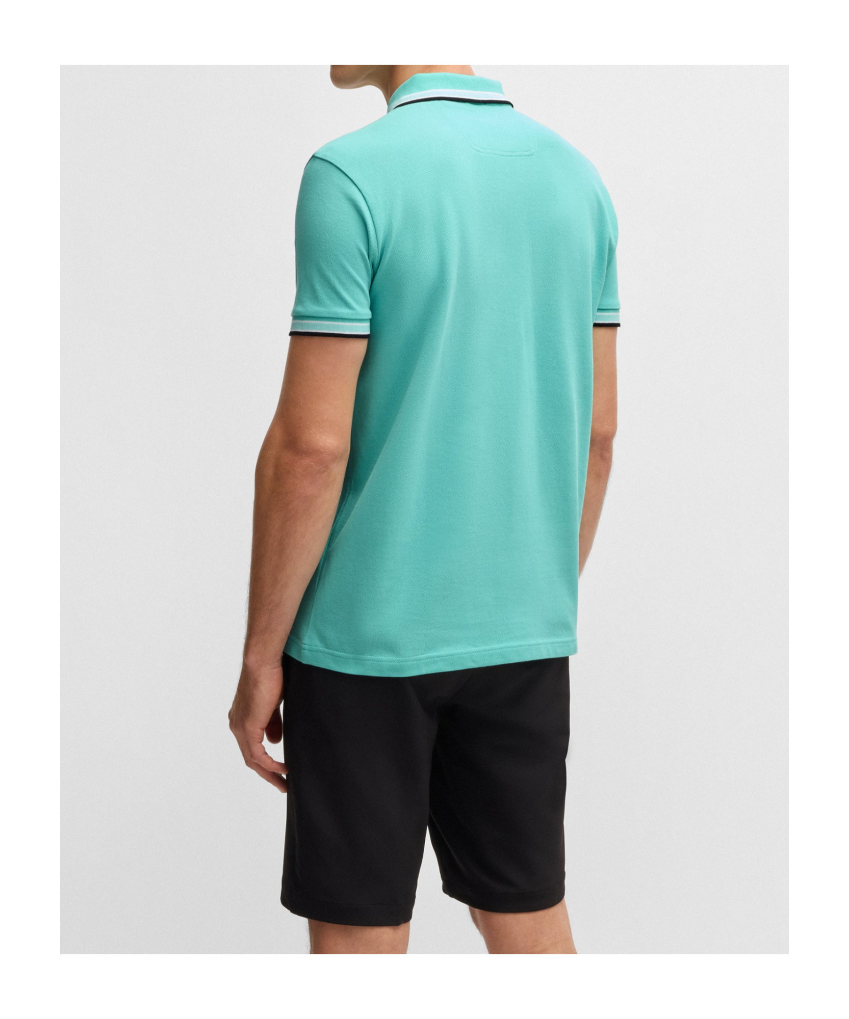Hugo Boss Paddy Mens Cotton-pique Polo Shirt With Contrast Logo In Blue
