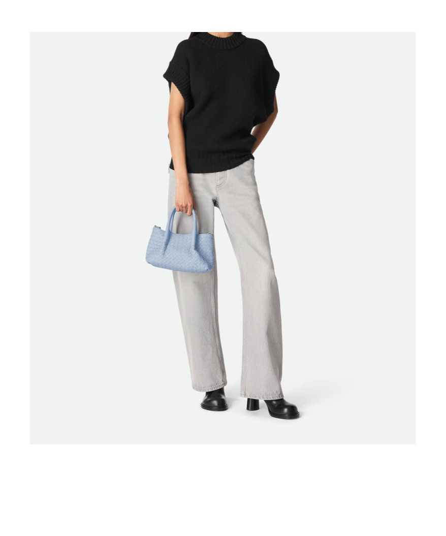 Bottega Veneta Small Leather Intrecciato Pinacoteca Tote Bag In Sky Blue