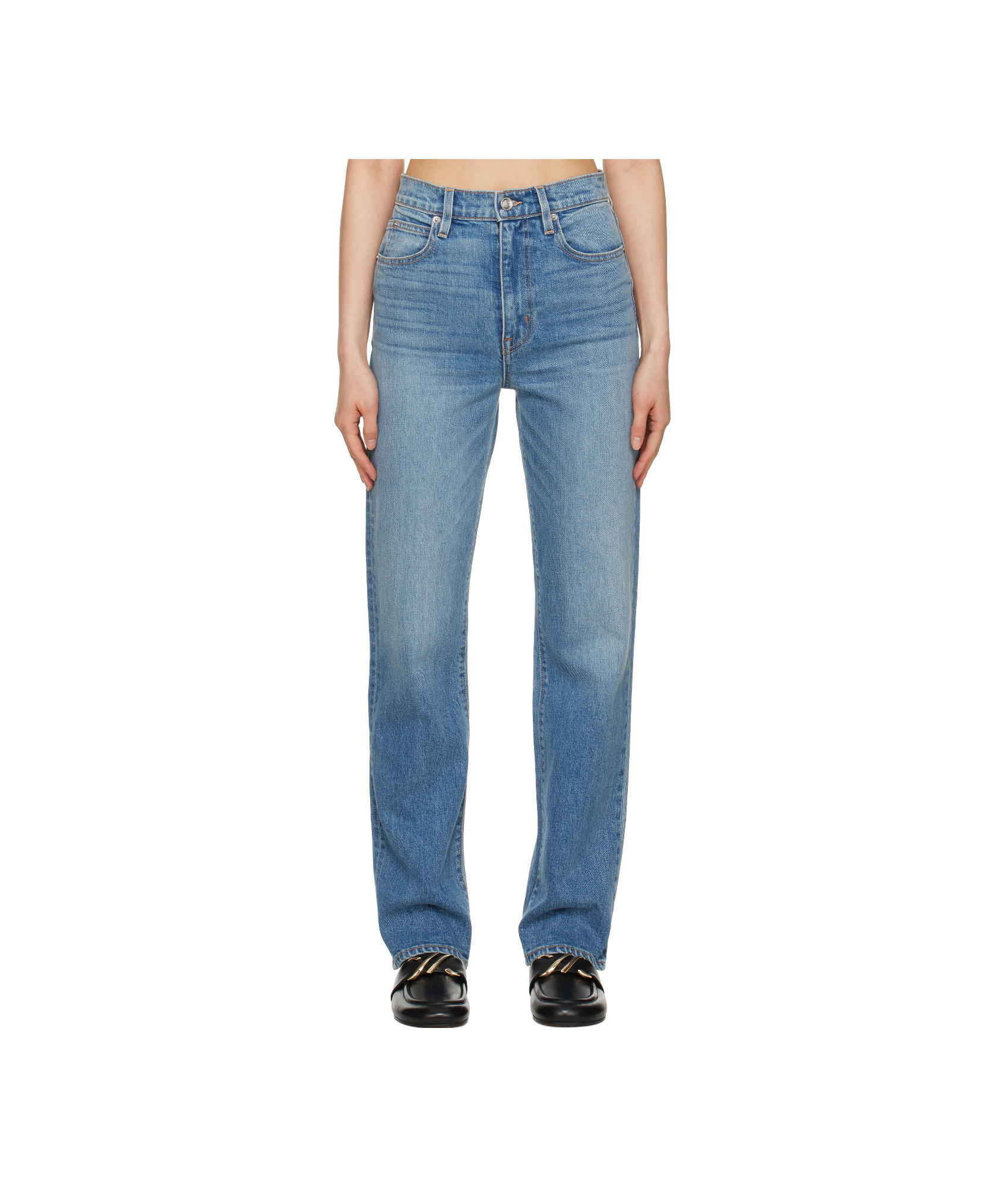 Slvrlake Grace High Waist Raw Hem Wide Leg Jeans In Blue