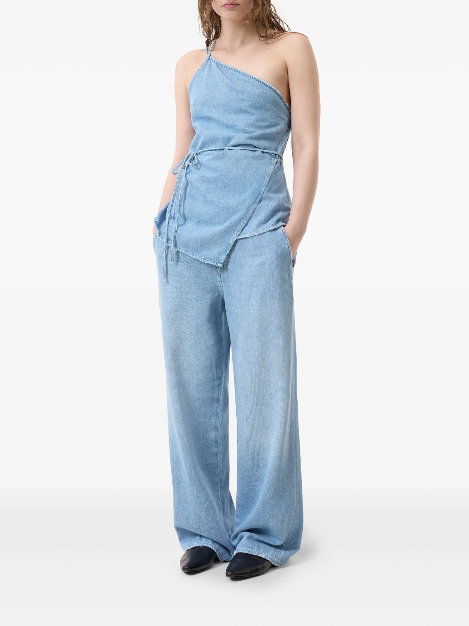 Shop Closed Wrap-design Denim Top