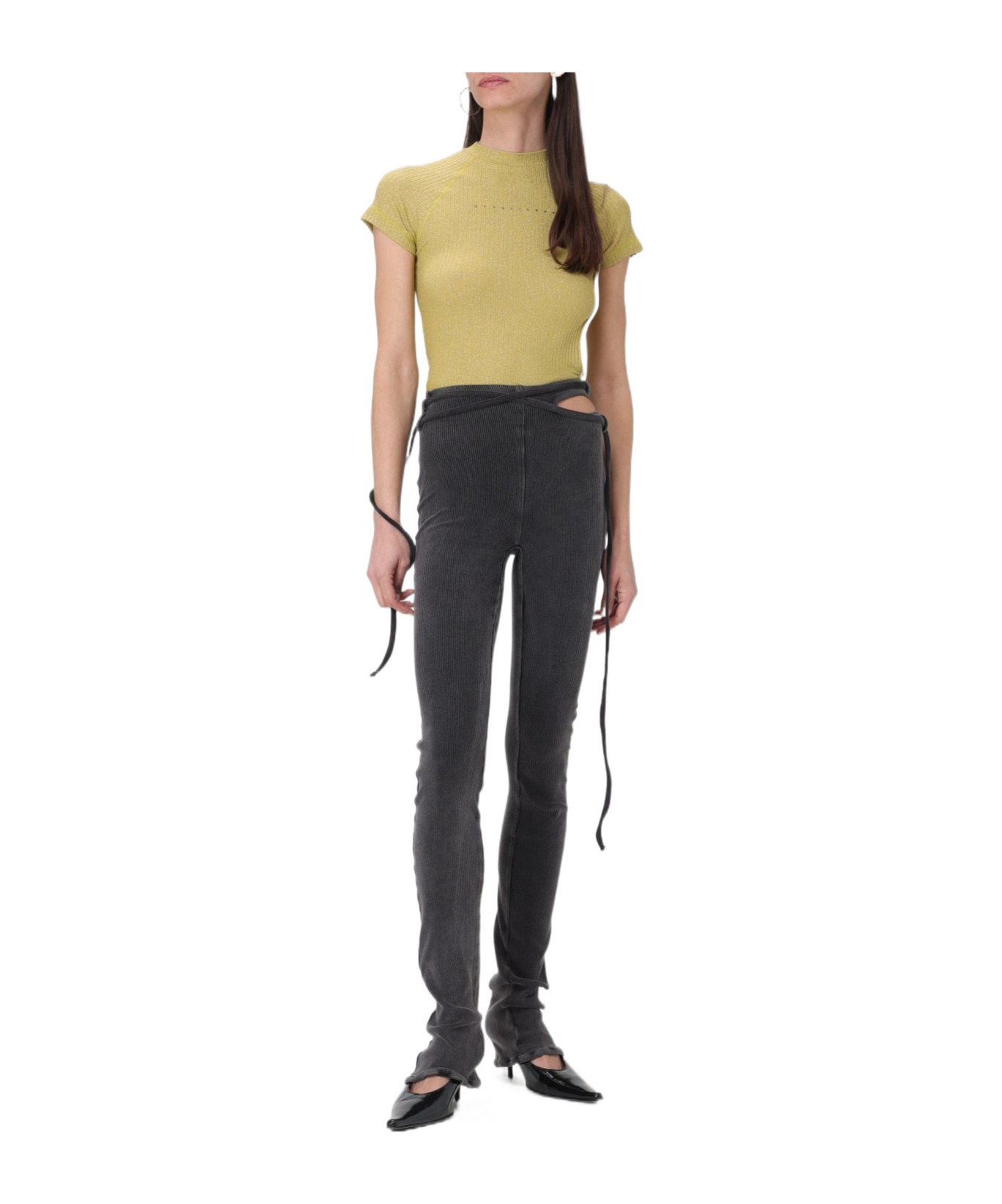 Ottolinger Logo-print Lurex-detail Top In Black