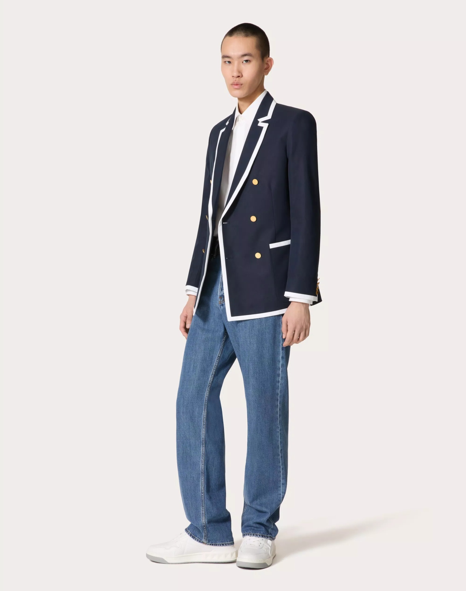 Valentino Double-breasted Blazer In Black