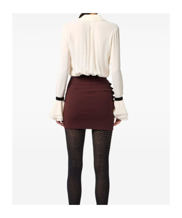 Elisabetta Franchi Camisole Shirt With Layered Ruffle Cuffs In White