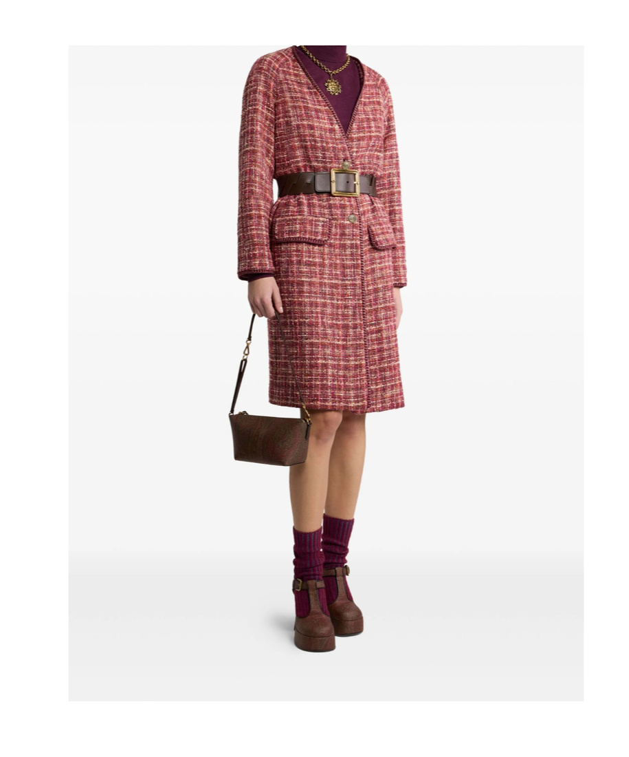 Etro Checked Cotton And Wool-blend Coat In Red
