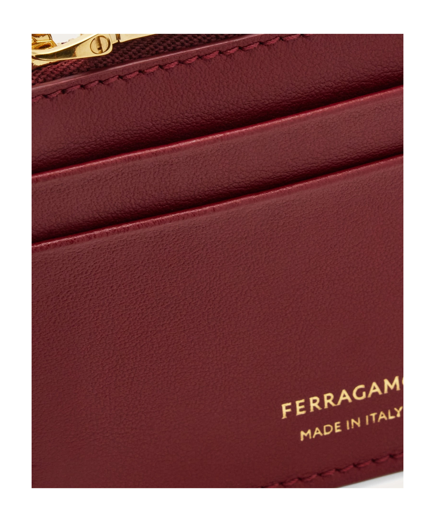 Ferragamo Card Holder With Key Chain In Red