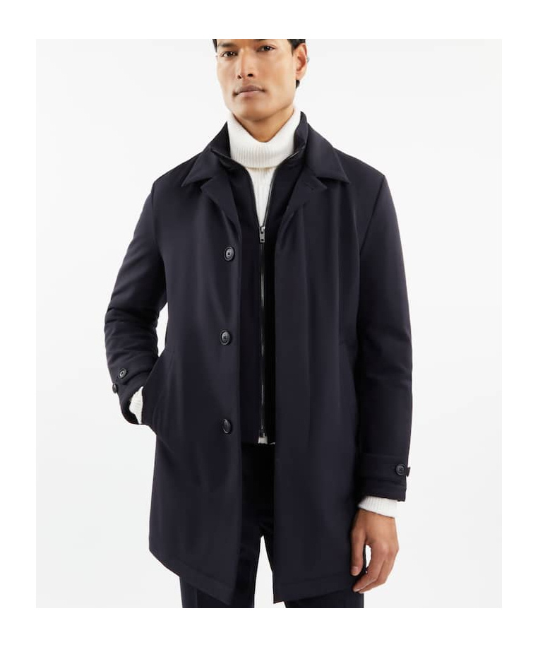 Fay Morning Coat In Technical Poplin In Black