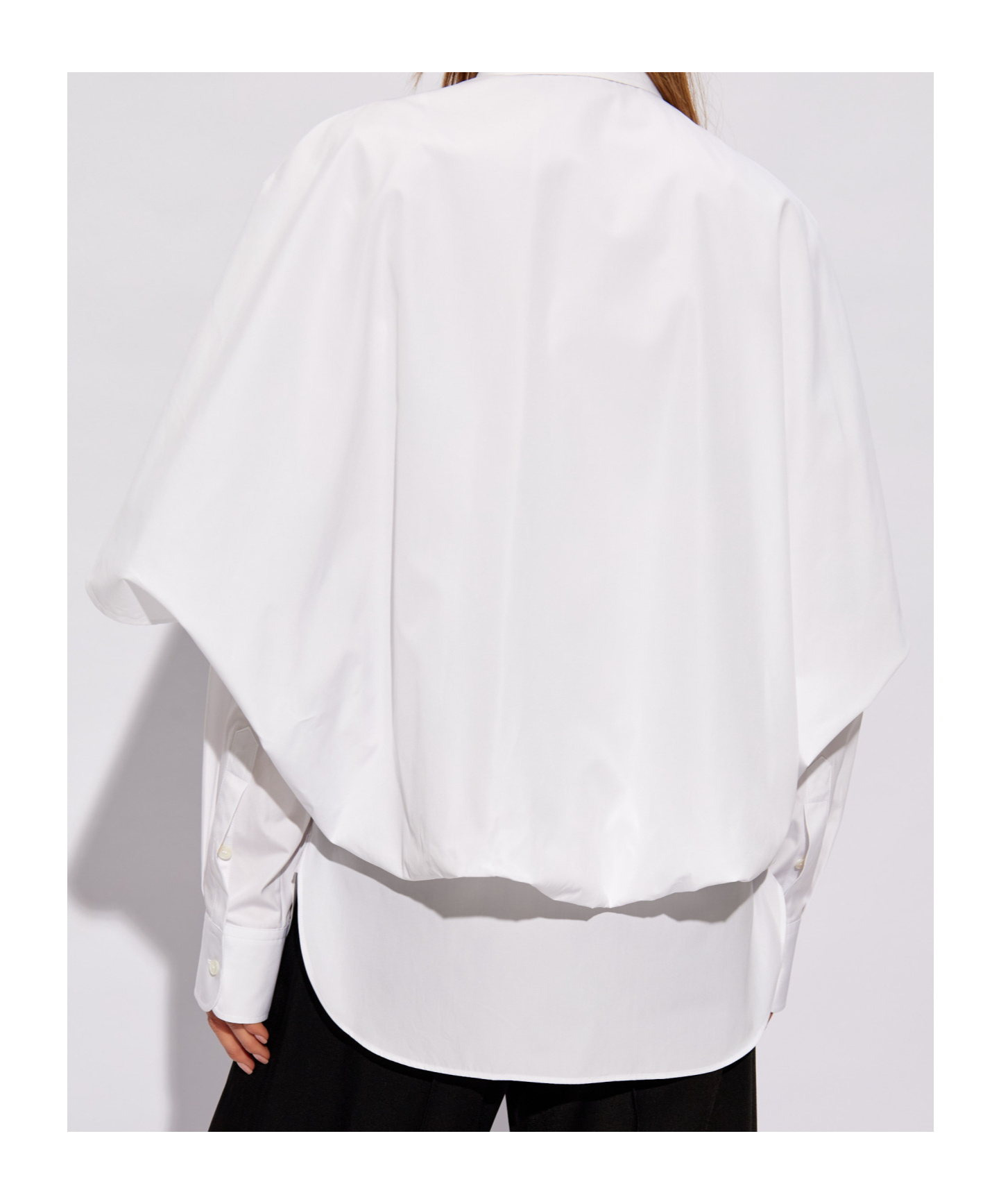 Stella Mccartney Long-sleeved Cape Shirt In White