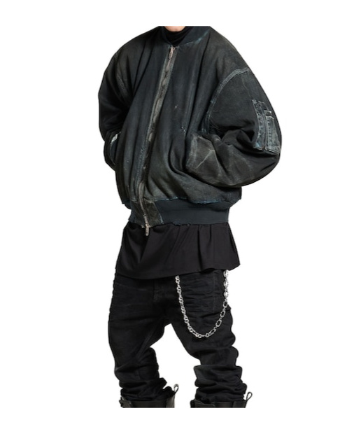 Balenciaga Long-sleeved Denim Coat In Black