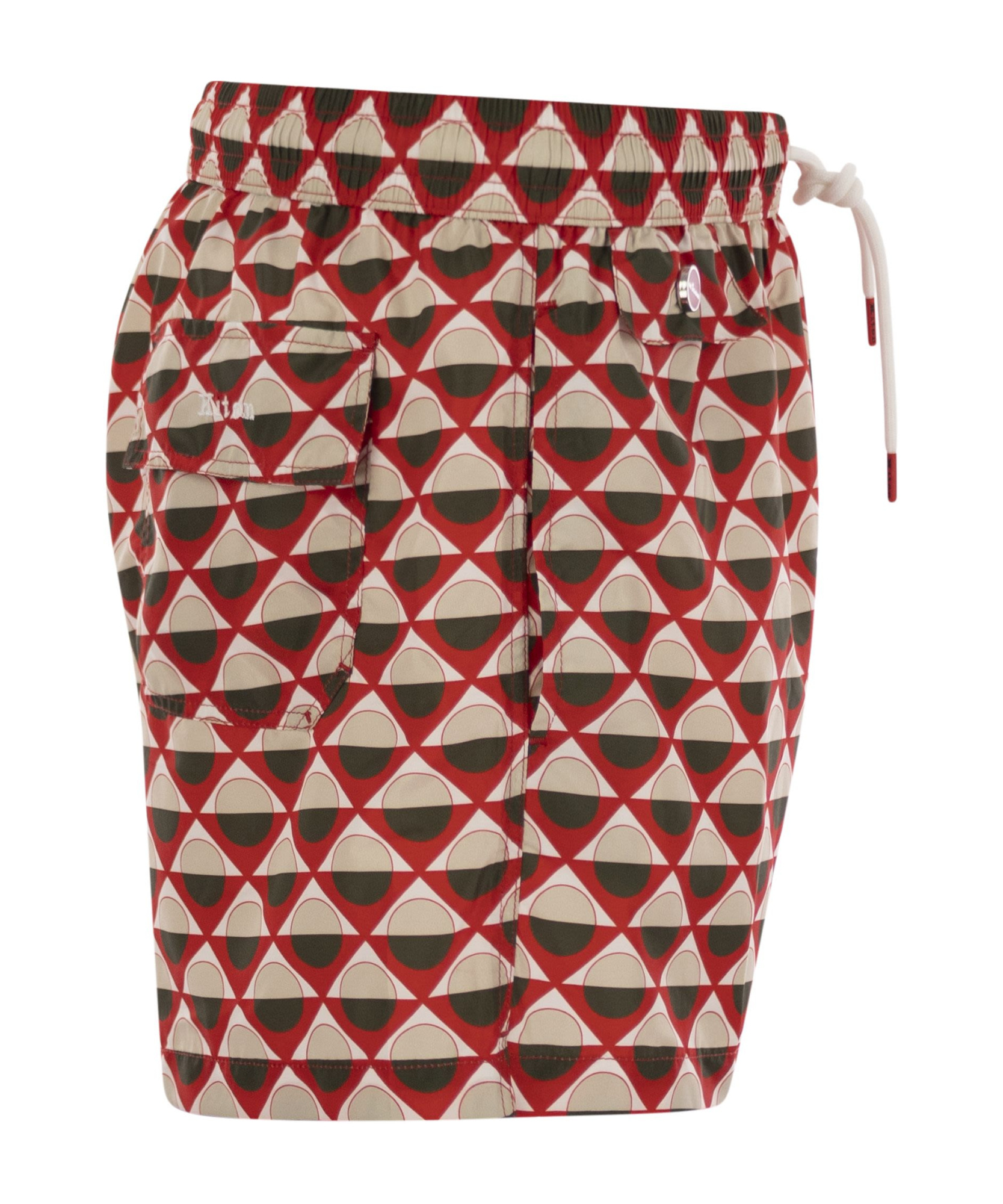 Kiton Geometric-pattern Swim Shorts In Red