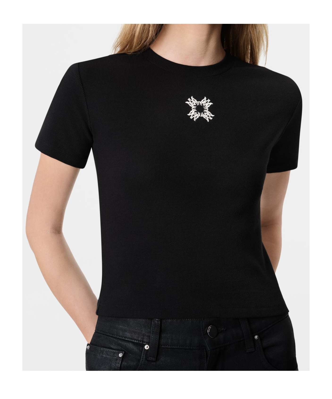 Amiri Black Stretch Cotton Blend T-shirt In Black