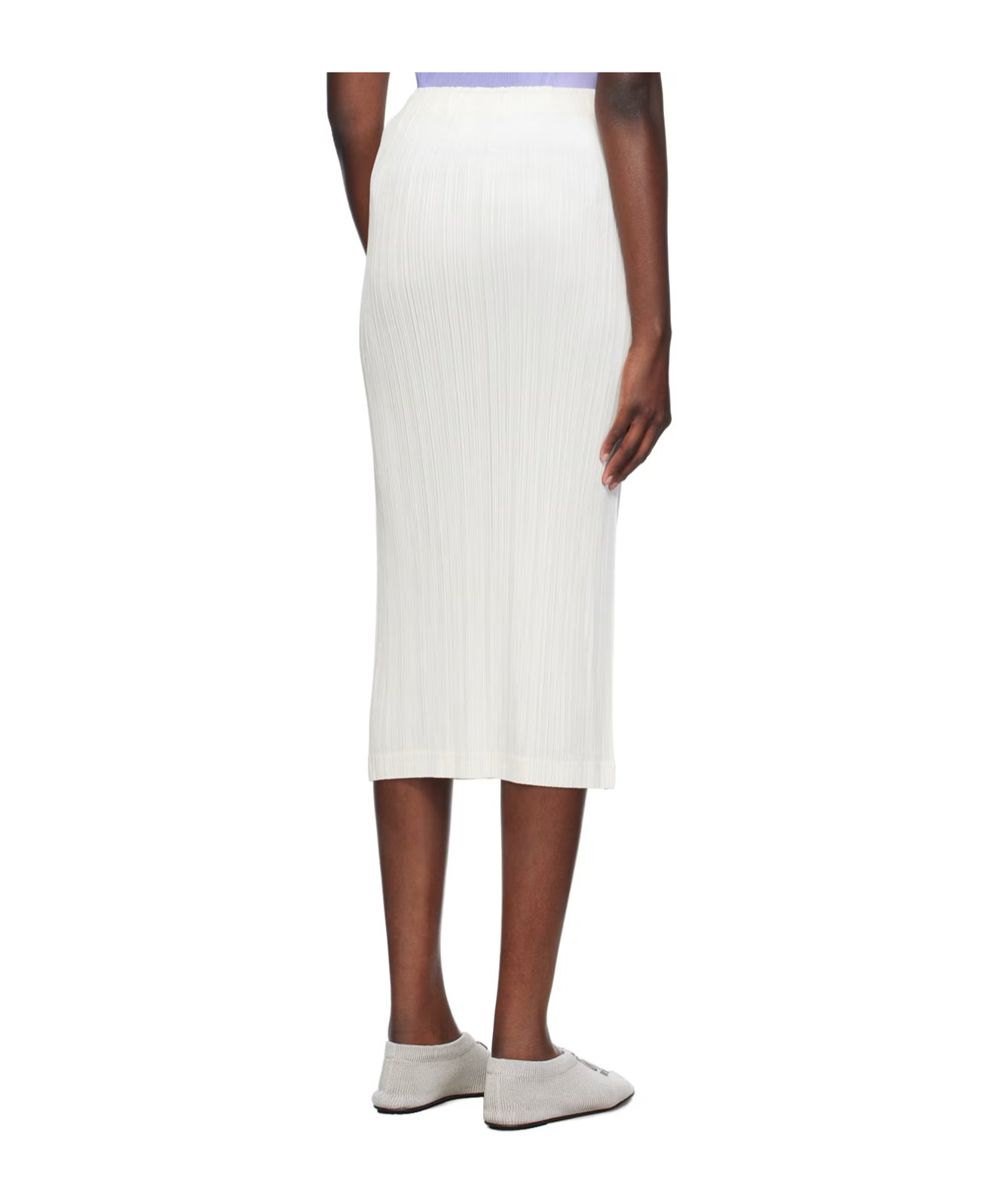 Issey Miyake Thicker Bottoms 1 Pleated Skirt In White