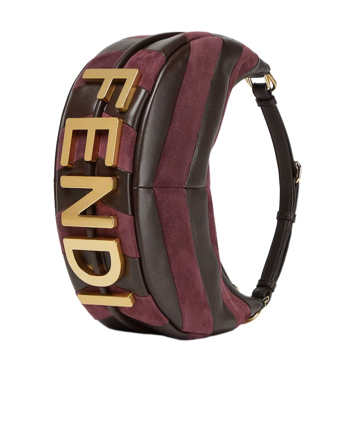 Fendi Leather And Suede Bag With Two-tone Inlay In Black