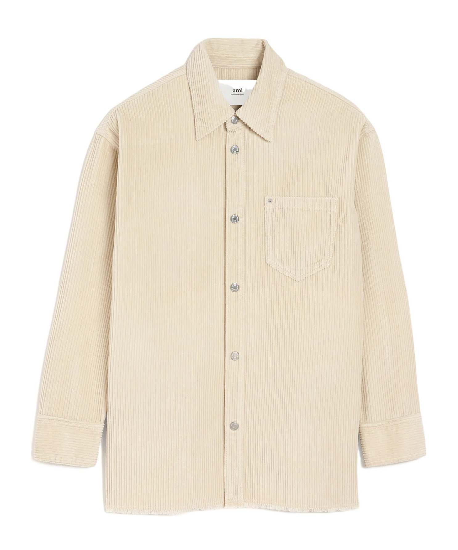 Ami Alexandre Mattiussi White Cotton Corduroy Side Slit Overshirt White In White