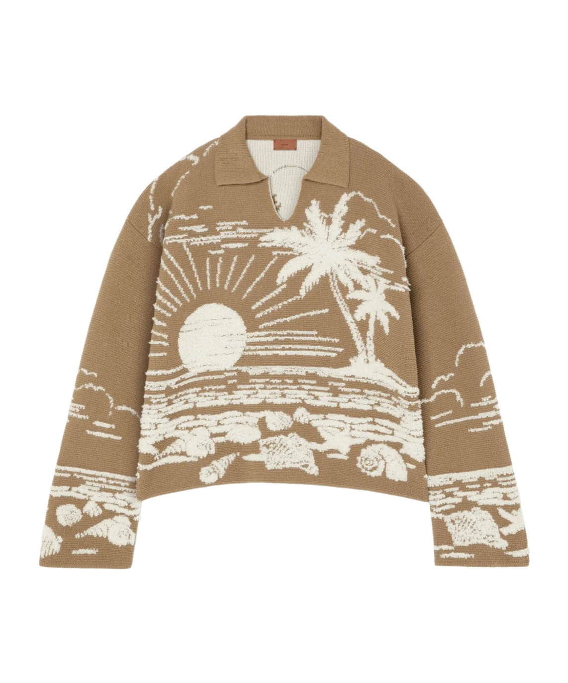 Alanui Knitwear Polo Collar Graphic Pattern Sweatshirt In Brown