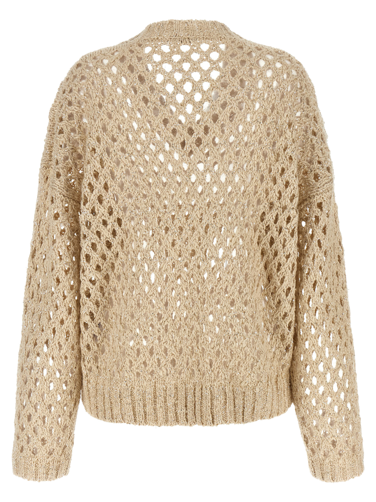 Brunello Cucinelli Rustic Dazzling Net Sweaters And Cardigans Beige