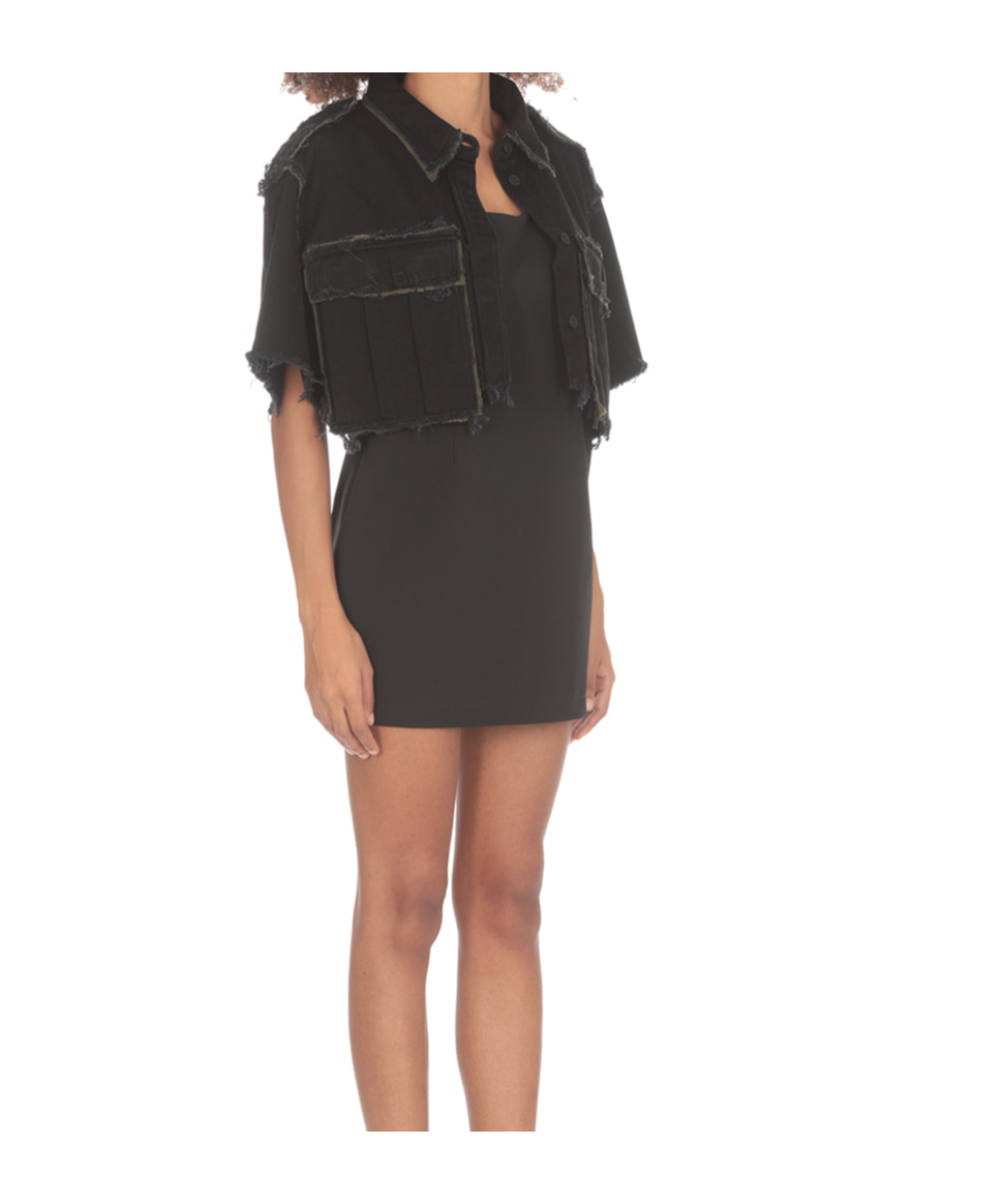 Heron Preston Black Stretch Polyester Blend Mini Dress In Black
