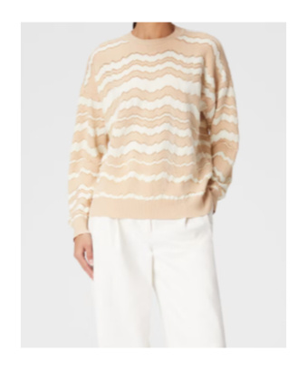 Missoni Crewneck Pullover With Tone-on-tone Zigzag In Neutral