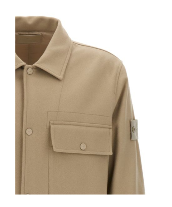 Stone Island Compass Shirt Jacket In Nude