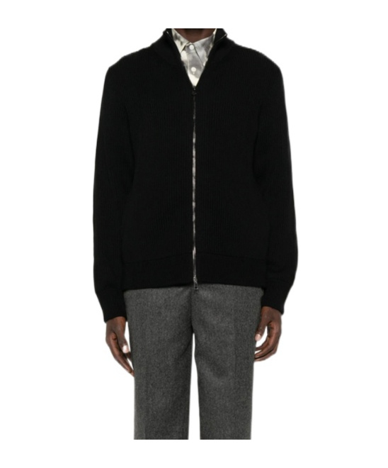 Roberto Collina Zippered Long-sleeved Sweater In Black