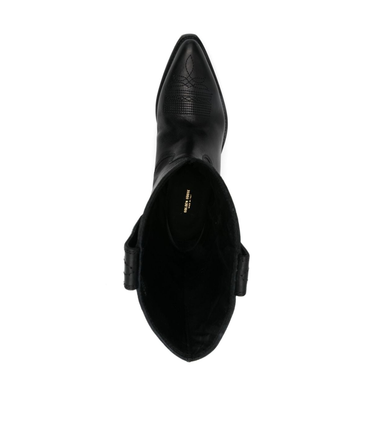 Golden Goose Low Wish Star Textured-leather Cowboy Boots In Black