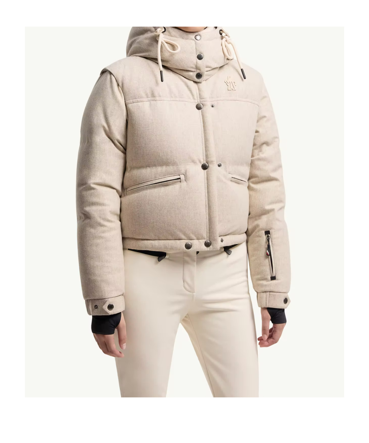 Moncler Yintab Hooded Wool Down Ski Jacket In Neutral