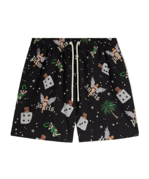 Palm Angels Pin Up Swimshorts In Black